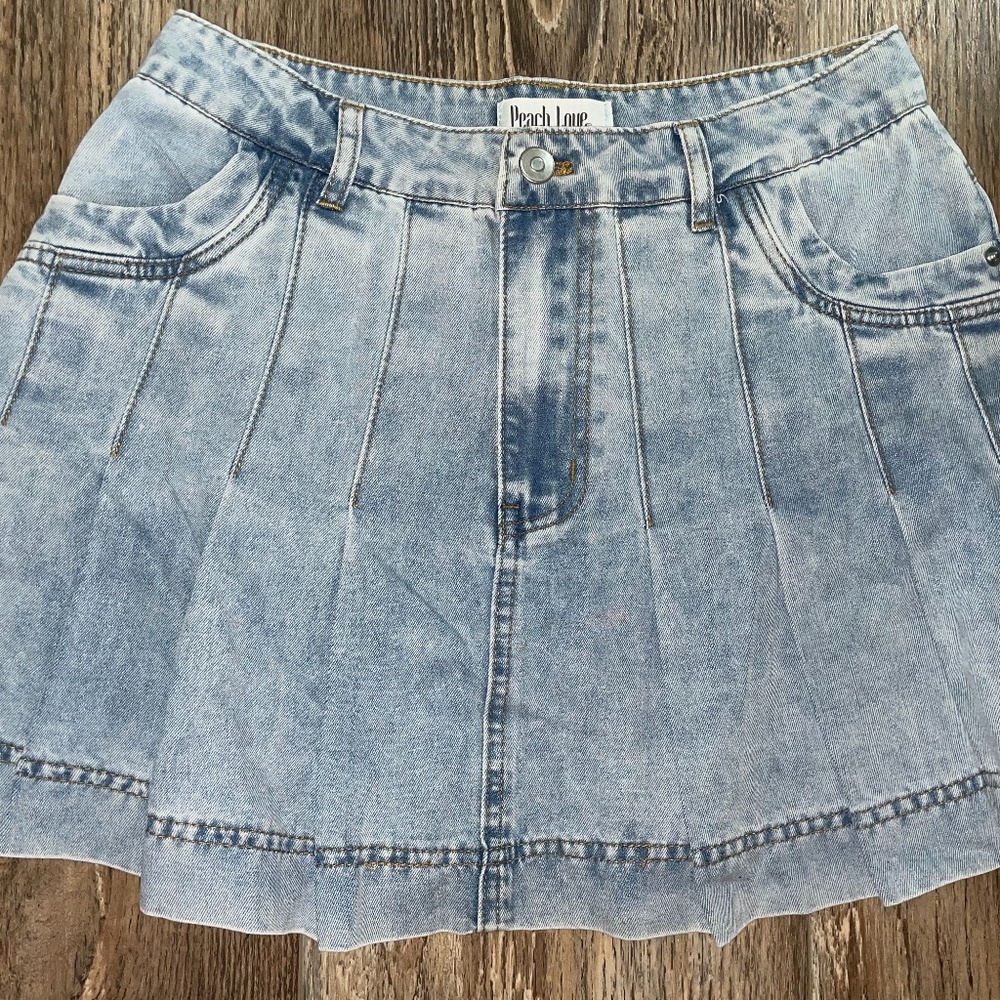Peach Love California Denim Tennis skirt❤️ NWT - Picture 1 of 10